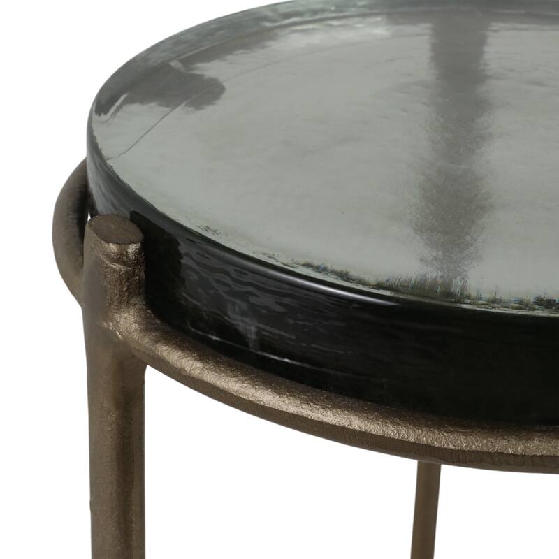 Metal Accent Side Tables Round Top and Frame Modern Design (Set of 2) - 16" x 16" x 26"