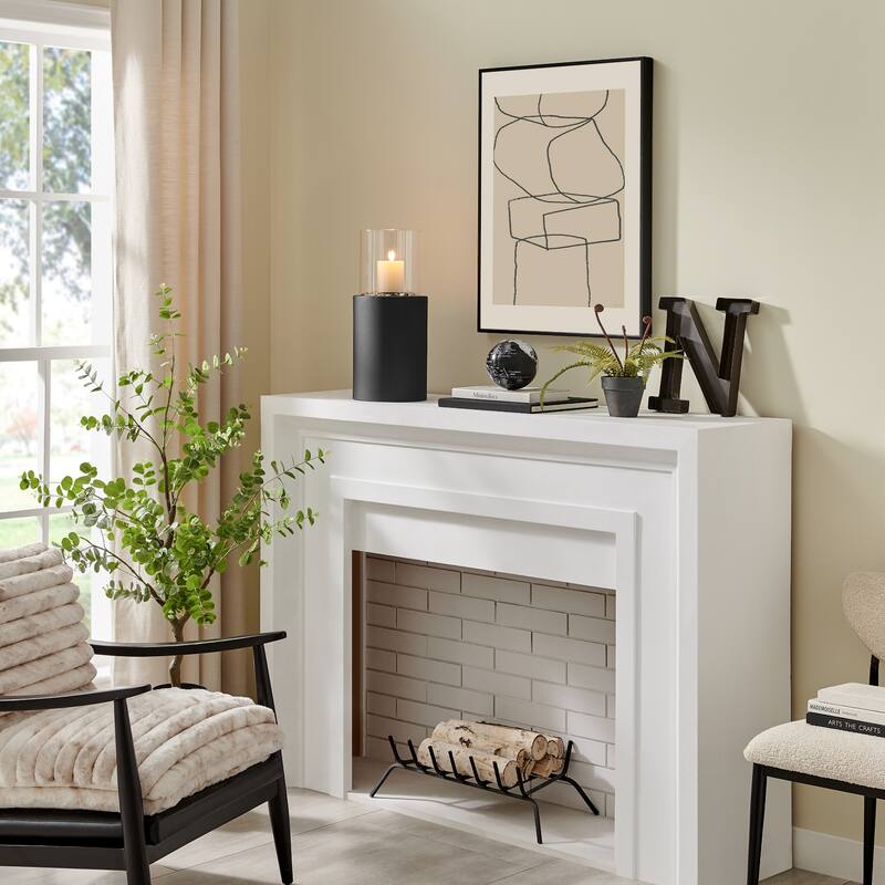 Large Hurricane Glass Pillar Candle Holders with Pebble Base - 19.25" - Black