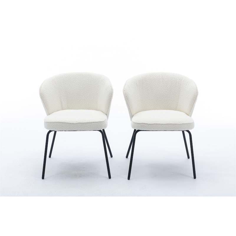 Set of 2 Boucle Fabric Dining Chairs