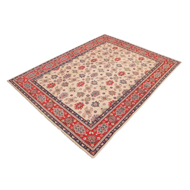 Bohemian Kazak Aydan Beige/Red Wool Rug - 9'2'' x 12'1''
