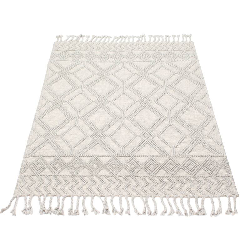 ECARPETGALLERY Braid weave Sienna Grey Wool Rug - 5'3 x 7'5