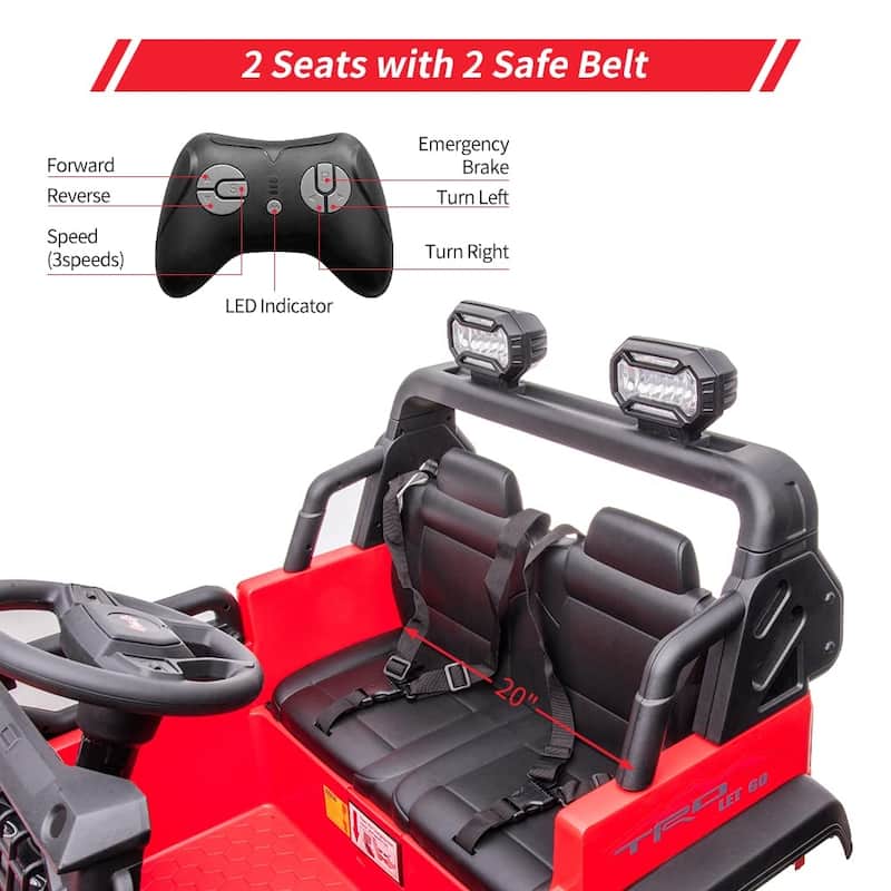 24V 2 Seats Kids Ride Extra Large Seat Wide Truck