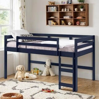 Sturdy Twin Loft Bed, Includes Slat System & Safety Guardrail