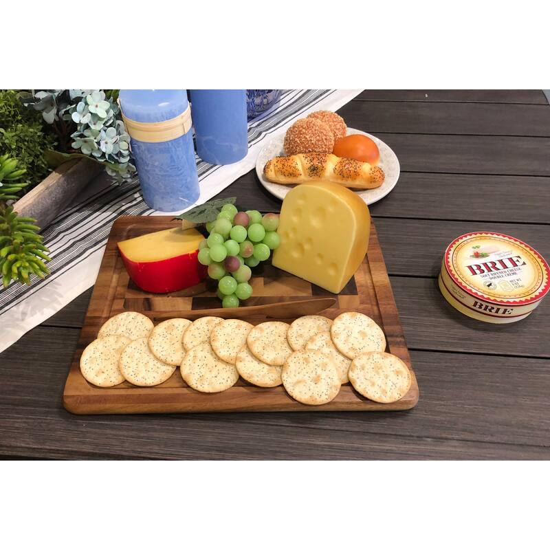 Acacia Wood End Grain Large Cheeseboard with Knife