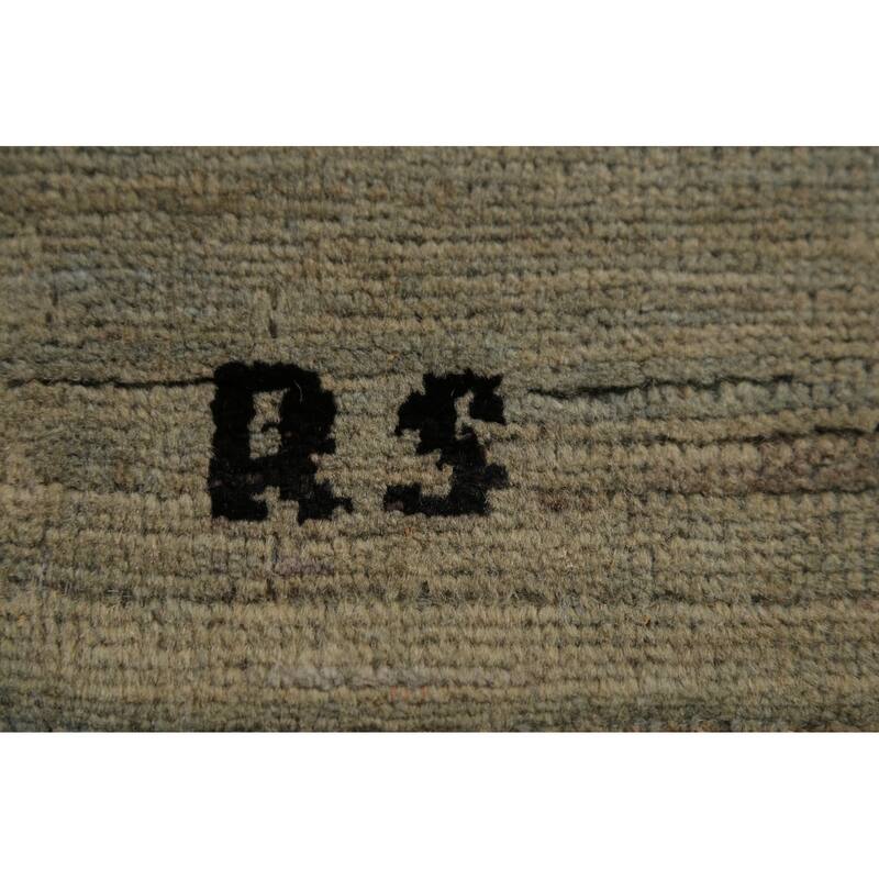 Solid Gabbeh Oriental Rug Handmade Solid Green Wool Carpet - 3'4" x 4'10"