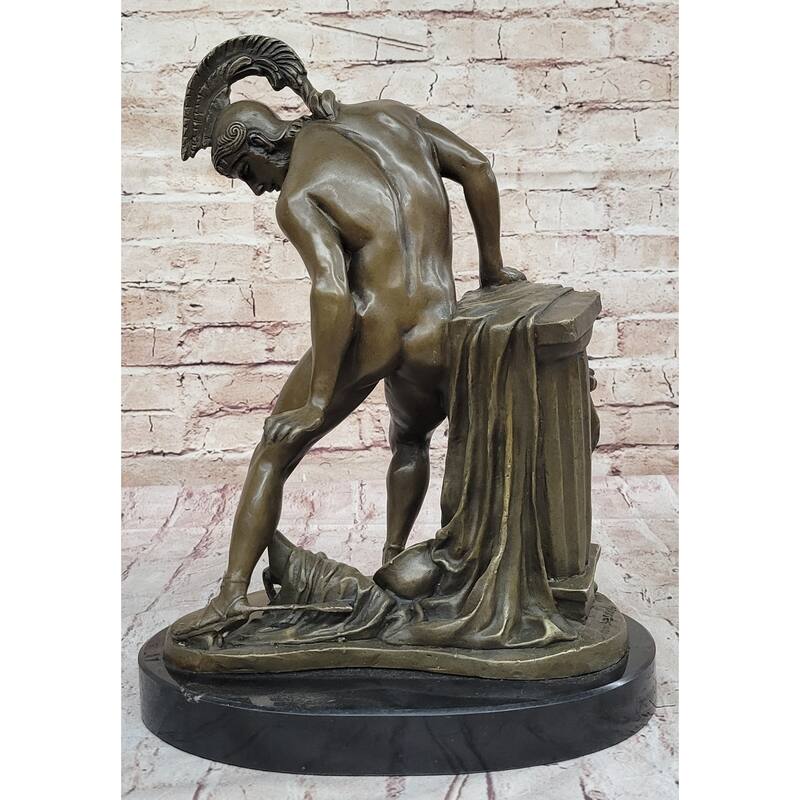 Greek Hero Achilles Hercules Leonidas Hoplite Warrior Bronze Statue Sculpture Decor 14 Inches X 10 Inches