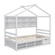 preview thumbnail 10 of 33, Elegant Twin House Bed Kids Bed with Roof Frame,Bedside Storage Shelves,Ladder and Guardrail