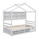 preview thumbnail 10 of 10, White Twin Size House Bed with Roof, Shelves, & Under Bed Storage