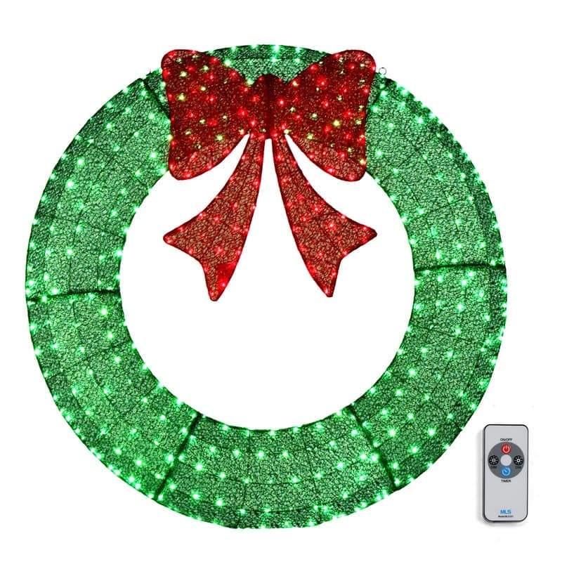 Pre-Lit Outdoor Christmas Wreath Decoration - 48inch - Green
