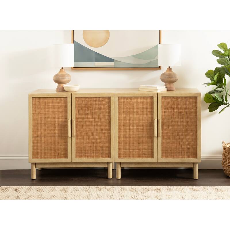 Kate and Laurel Ori Rattan Accent Floor Cabinet - 30x15x31