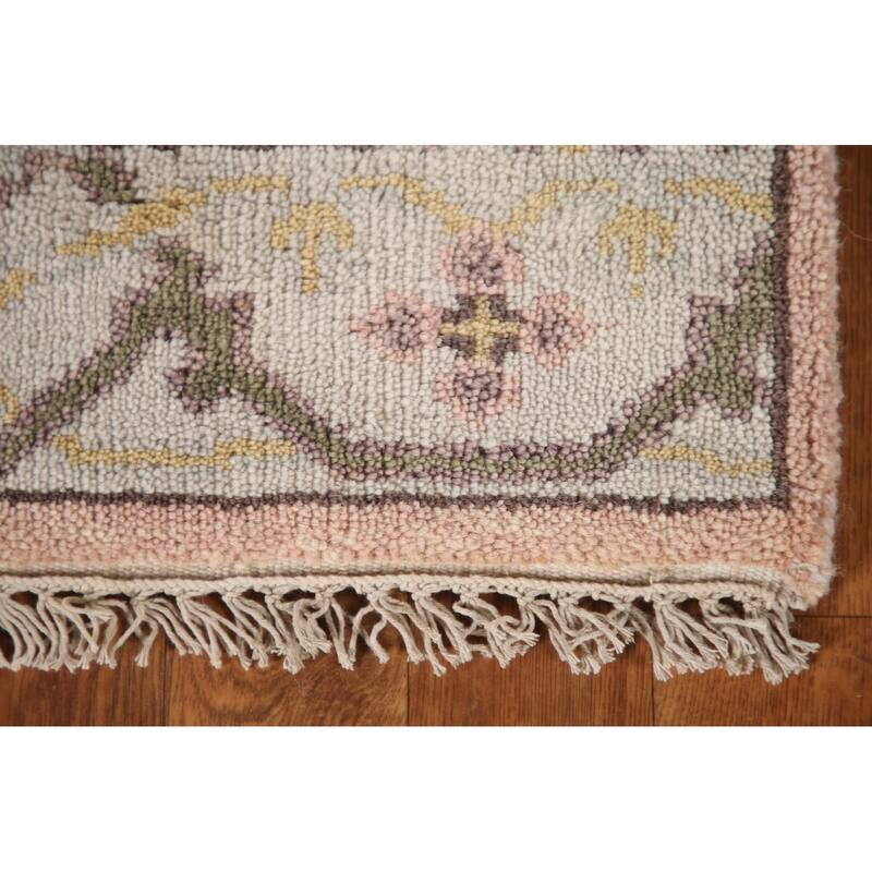 Pink Oushak Style Runner Rug Handmade Wool Carpet - 2'6"x 10'2"