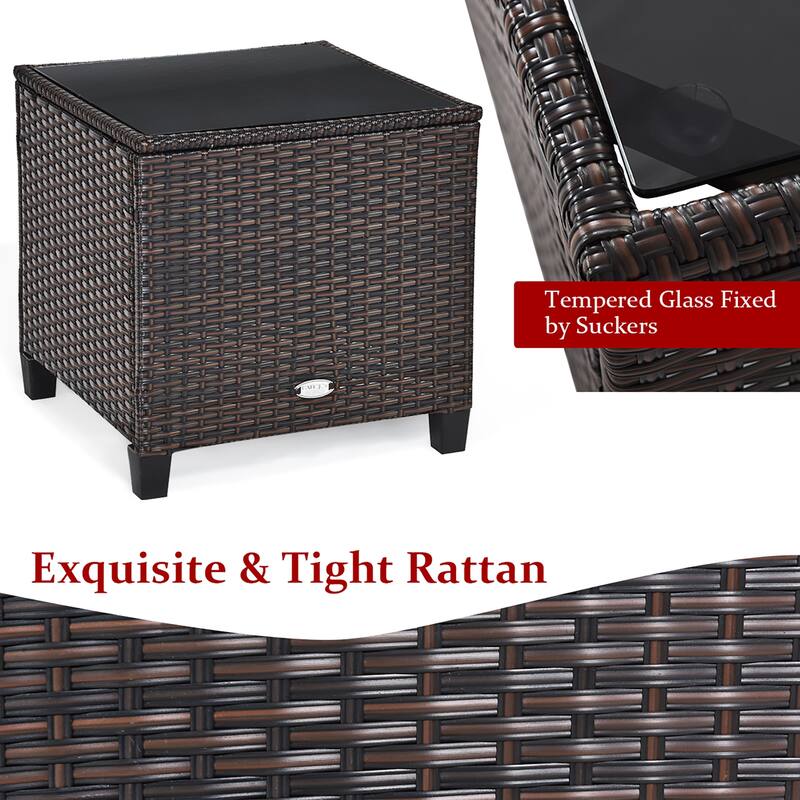 Costway 3PCS Patio Rattan Furniture Set Cushioned Conversation Set - See Details
