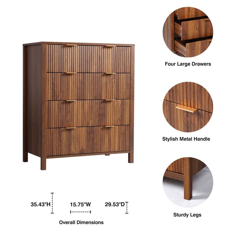 Wooden 4-Drawer Storage Cabinet Dresser