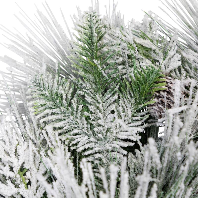 Snowy Long Needle Pine and Pinecone Artificial Christmas Wreath - 26" - Unlit