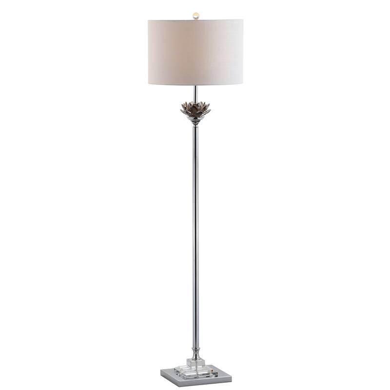 Francine Lotus 59" Crystal / Metal LED Floor Lamp, Smoke Gray/Chrome by JONATHAN Y - 59" H x 15" W x 15" D - 59" H x 15" W x 15" D - Chrome/Smoke Gray