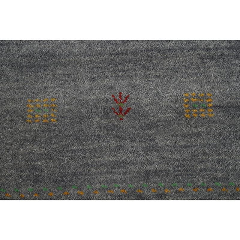 Hand Knotted Oriental 100% Wool Carpet Tribal Animal Pictorial Greys & Charcoal Gabbeh Area Rug - 7' 9'' X 5' 9''