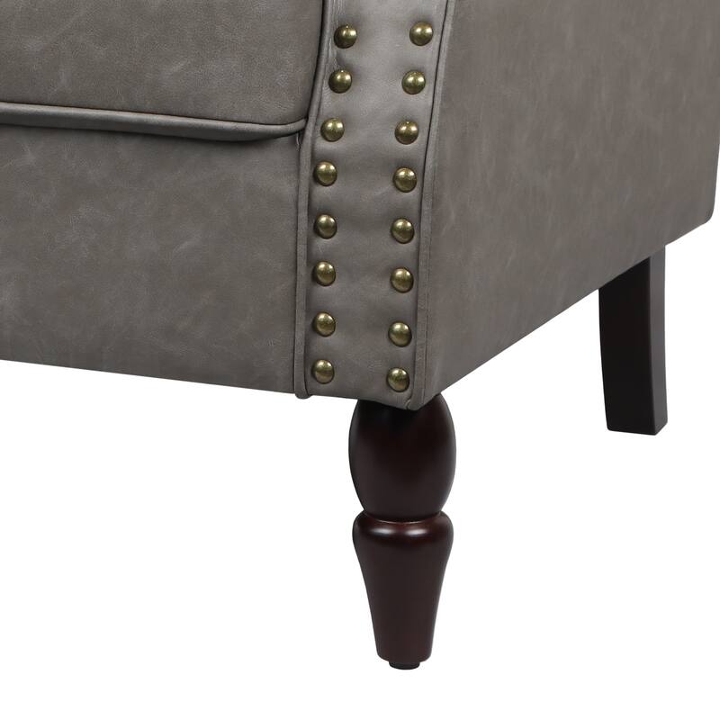 Modern Upholstered Armchair Nailhead Trim Accent Chair