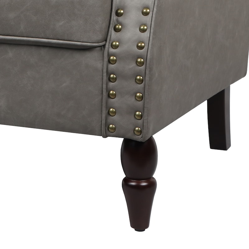 Nailheads Accent Chair Faux Leather Armchair