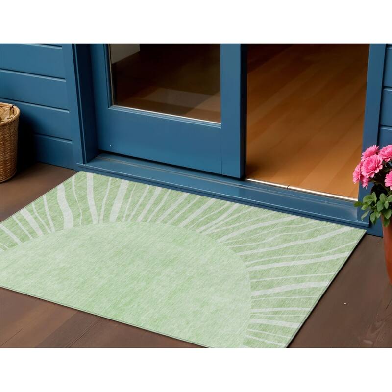 HomeRoots Abstract Transitional Rectangle Outdoor Rug - 3' x 5'