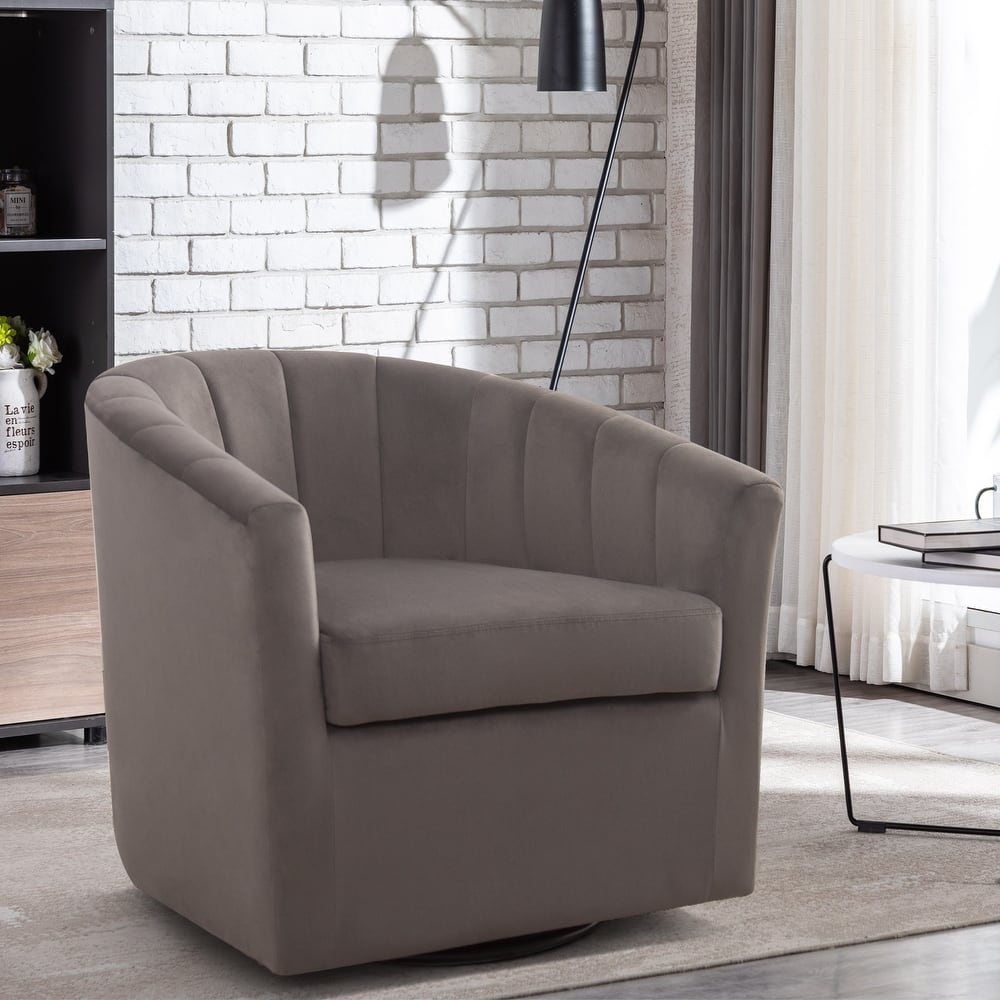 29.5" Wide Adult Contemporary Comfort Plush Solid Color Swivel Bucket Chair with Channel Design - 29.5''*28.5''*27.8''