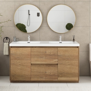Floating Bathroom Vanity with Integrated Resin Top