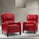 preview thumbnail 52 of 166, Brigida Multifunctional Modern Genuine Leather Nailhead Trim Recliner with Adjustable Footrest Set of 2 by HULALA HOME RED