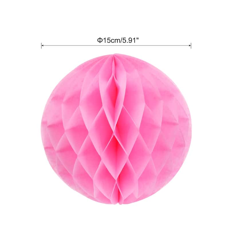 6Pcs Paper Pom-Poms Balls Paper Tissue Flower Ball for Party Decor - Pink - 6 Inch