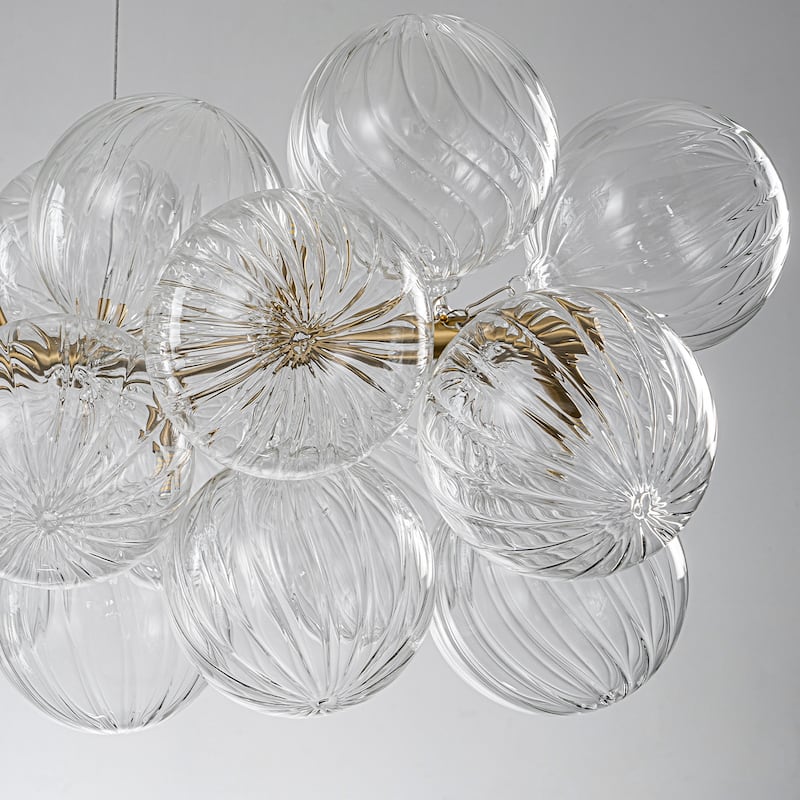 Modern 42" Large Glass Sputnik Bubble Chandelier Cluster Smoked Linear Chandelier