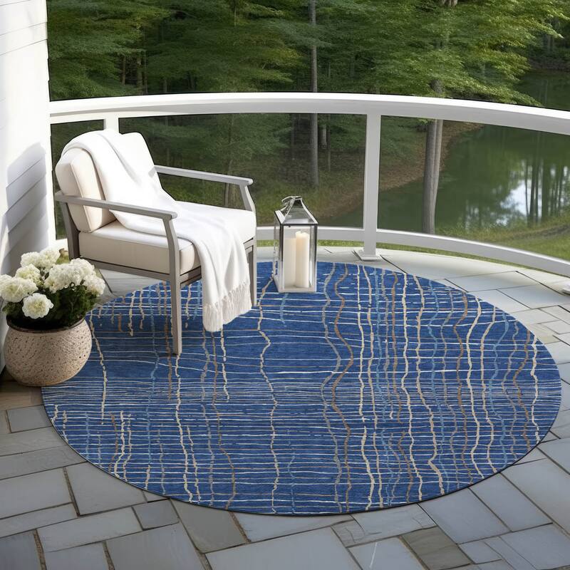 Machine Washable Indoor/ Outdoor Modern Century Chantille Rug