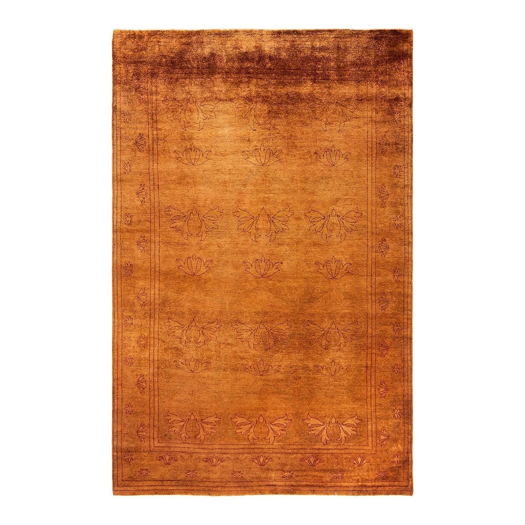 Overdyed, One-of-a-Kind Hand-Knotted Area Rug - Gold - 6' 1" x 9' 4"