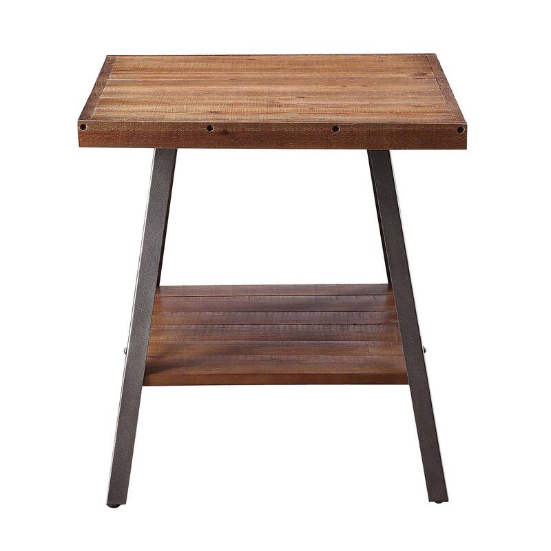 Denver Weathered Oak and Sandy Black End Table with Shelf (Set of 2)