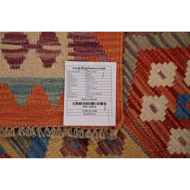 All-Over Kilim Oriental Area Rug Handmade Wool Carpet - 8'5"x 11'2"
