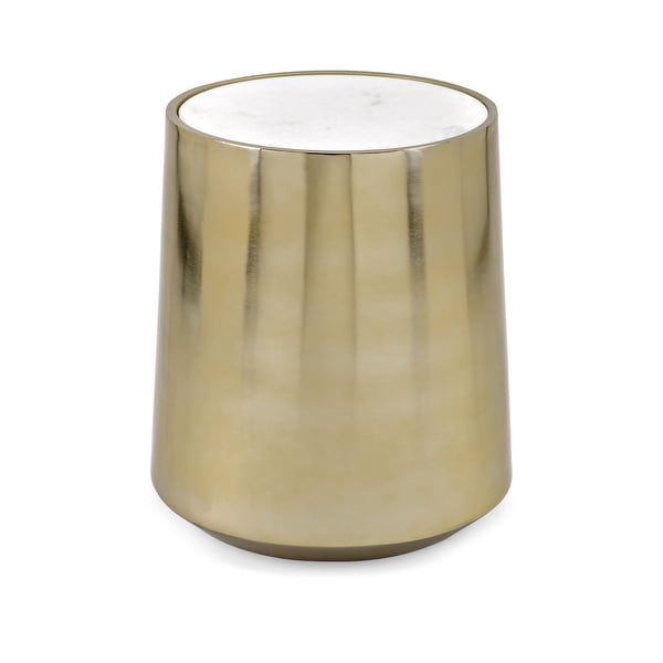 IMAX Home 14874 Briar 16" Diameter Marble Top Iron Pedestal Table - Gold