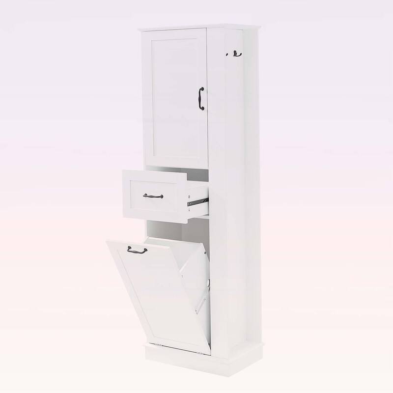Modern Tall Storage Cabinet with Tilt-Out Compartment,Adjustable Shelves,for Bathroom & Home Organization