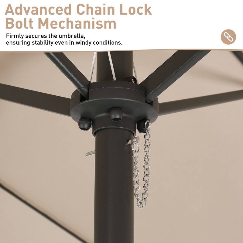 Ainfox 10ft Solar Patio Umbrella 40 LED Lighted and Umbrella Base, Strip Lights Outdoor Market Table Umbrella