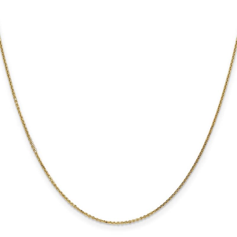 Curata 14k Yellow Gold Solid 0.95mm Diamond Cut Cable Chain Necklace (Lobster) Options: 16 18 20 22 24 26 30