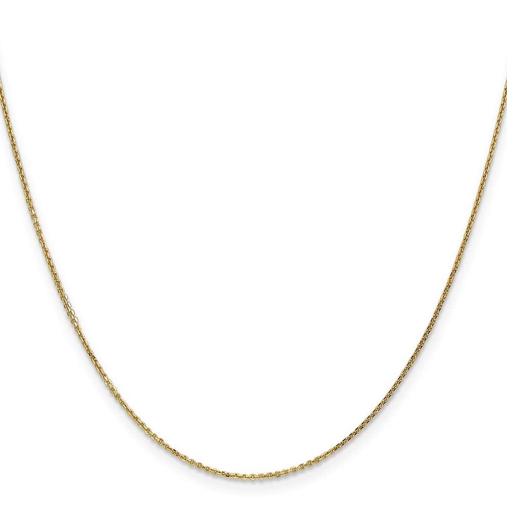 Curata 14k Yellow Gold Solid 0.95mm Diamond Cut Cable Chain Necklace (Lobster) Options: 16 18 20 22 24 26 30