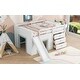 preview thumbnail 7 of 14, Full Size Low Loft Bed with Slide, 3 Storage Drawers and 2 Doors