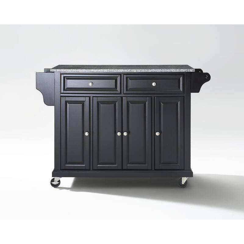 Full Size Kitchen Cart with Stainless Steel Top - Mobile Island with Tiered Shelf & Storage - 18 x 52 x 36 in