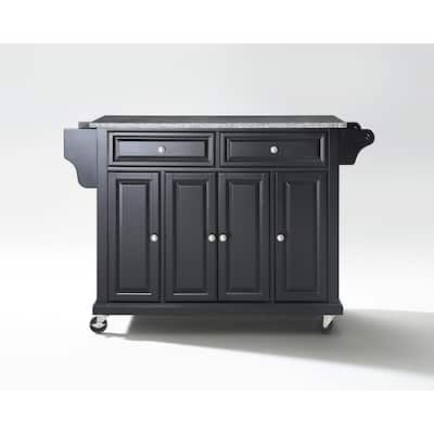 Full Size Kitchen Cart with Stainless Steel Top - Mobile Island with Tiered Shelf & Storage - 18 x 52 x 36 in