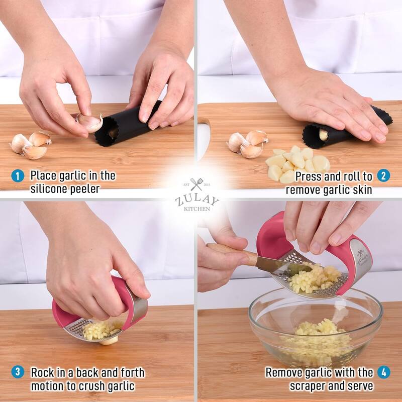 Zulay Kitchen Stainless Steel Garlic Press Rocker Set Bed Bath