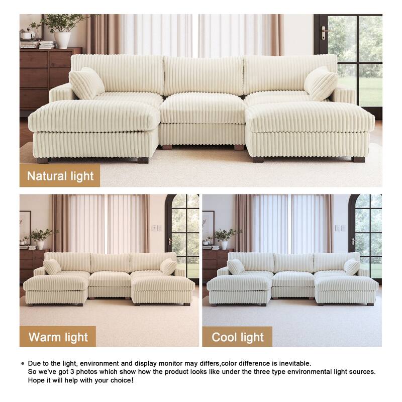 Oversized U-shaped Plush Modular Sectional Sofa Set
