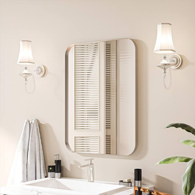 Organnice Rectangular Aluminum Frame Vanity Bathroom Mirror with Clear Glass - 22*30 - Silver
