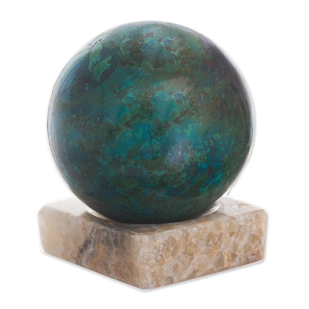 Novica Handmade Blue-Green World Chrysocolla And Jasper Gemstone Sculpture