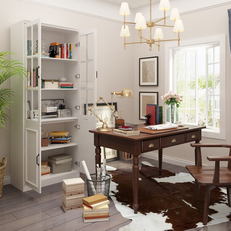 China Cabinet with Tempered Glass Doors Glass Door Storage Cabinet