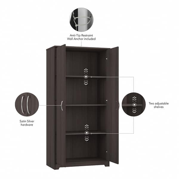 dimension image slide 8 of 7, Cabot Tall Storage Cabinet with Doors by Bush Furniture