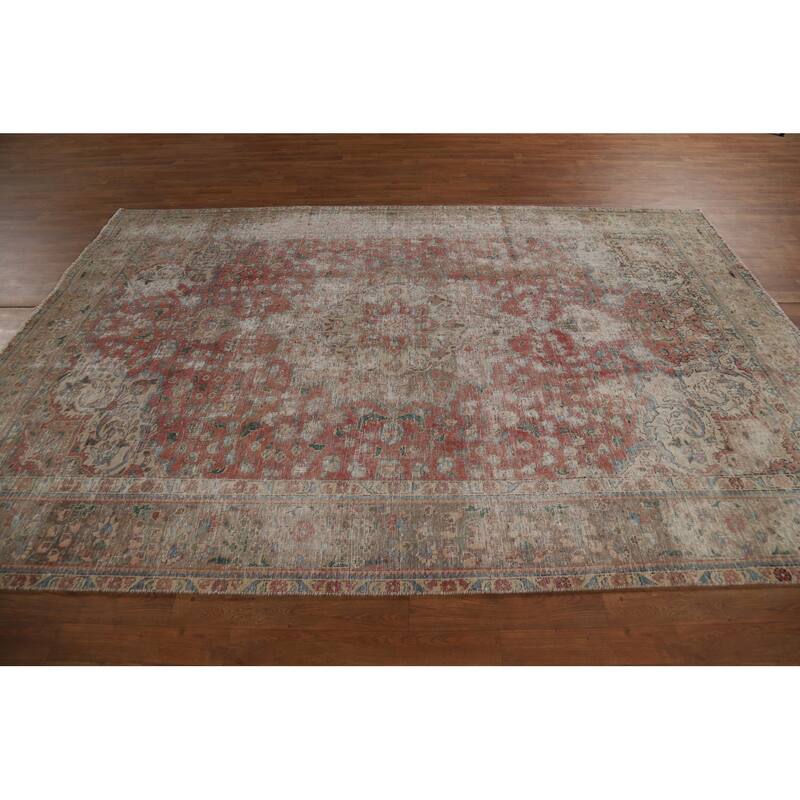 Distressed Tabriz Persian Vintage Rug Handmade Wool Carpet - 6'6" x 9'6"
