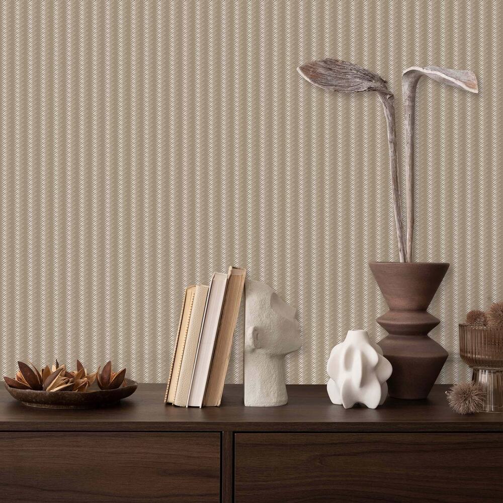 Chevron Basket Weave Timeless Quilted Feel Jute Design Wallpaper