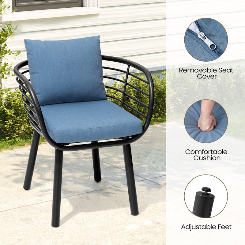 9PC Outdoor Patio Dining Set Aluminum Table with Sunbrella Cushion Chairs w/ Market Umbrella Sets