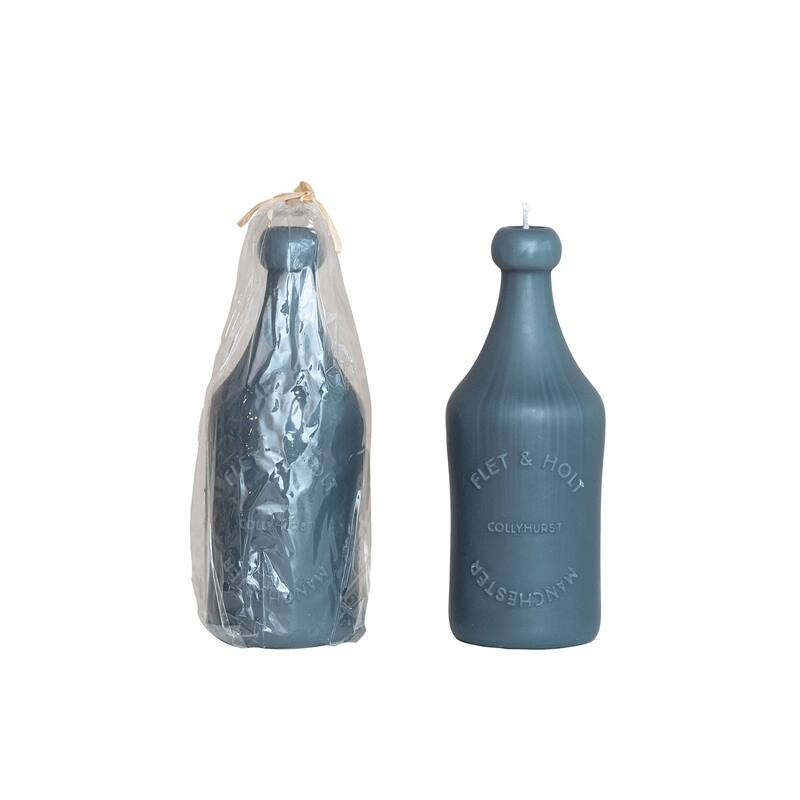 Unscented Bottle Shaped Candles - Blue - 2 Piece